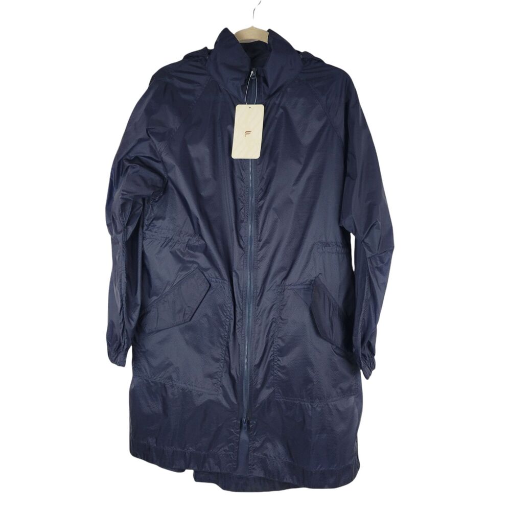 Fabletics Windbreaker Olive Jacket size S Woven Nylon Hooded Black $109.95 NWT